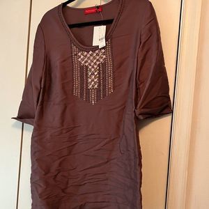 NY & Company Plum Dress w/Pink Stone Embellishments - Medium